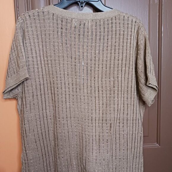 Style & Co. Women's size L Sparkle Tan Cardigan Top - Picture 8 of 9